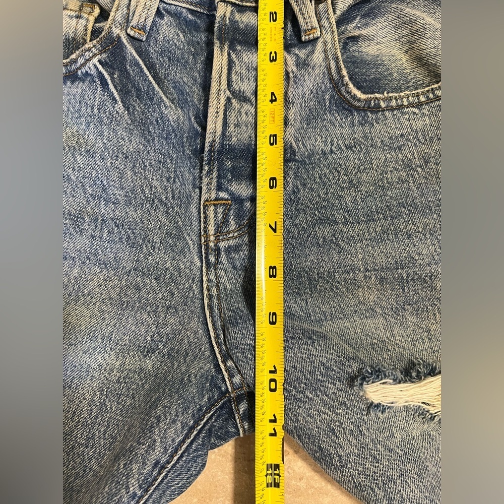 FRAME Le Original Distressed Straight Leg Jeans in Cascade Blue Rips-SZ 24 - Picture 9 of 15